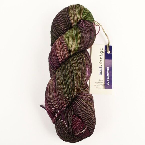 Malabrigo Sock Yarn Kettle Dyed Superwash Merino Wool 440 Yards Color Rayon Vert - Picture 1 of 3